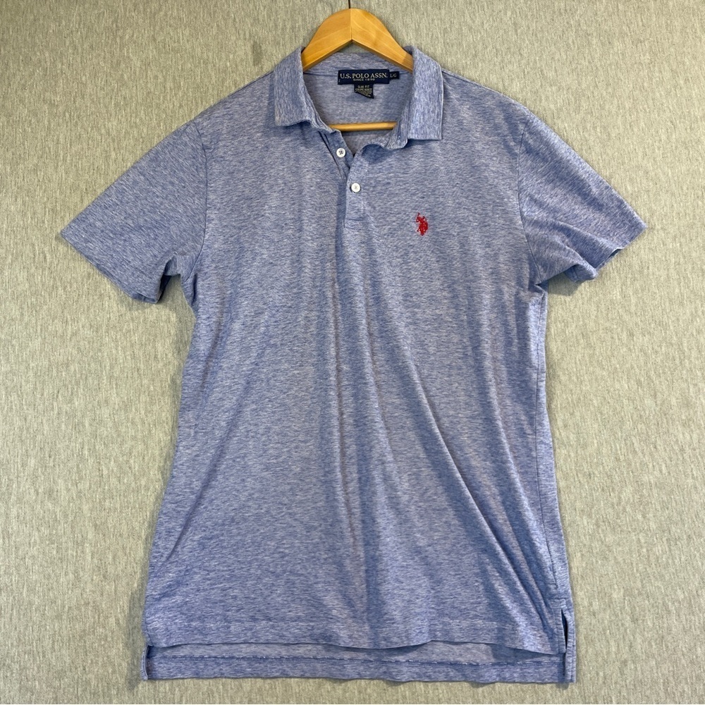 U.S. Polo Assn. Golf Shirt Men’s Size Large Blue Red Pony Slim Fit